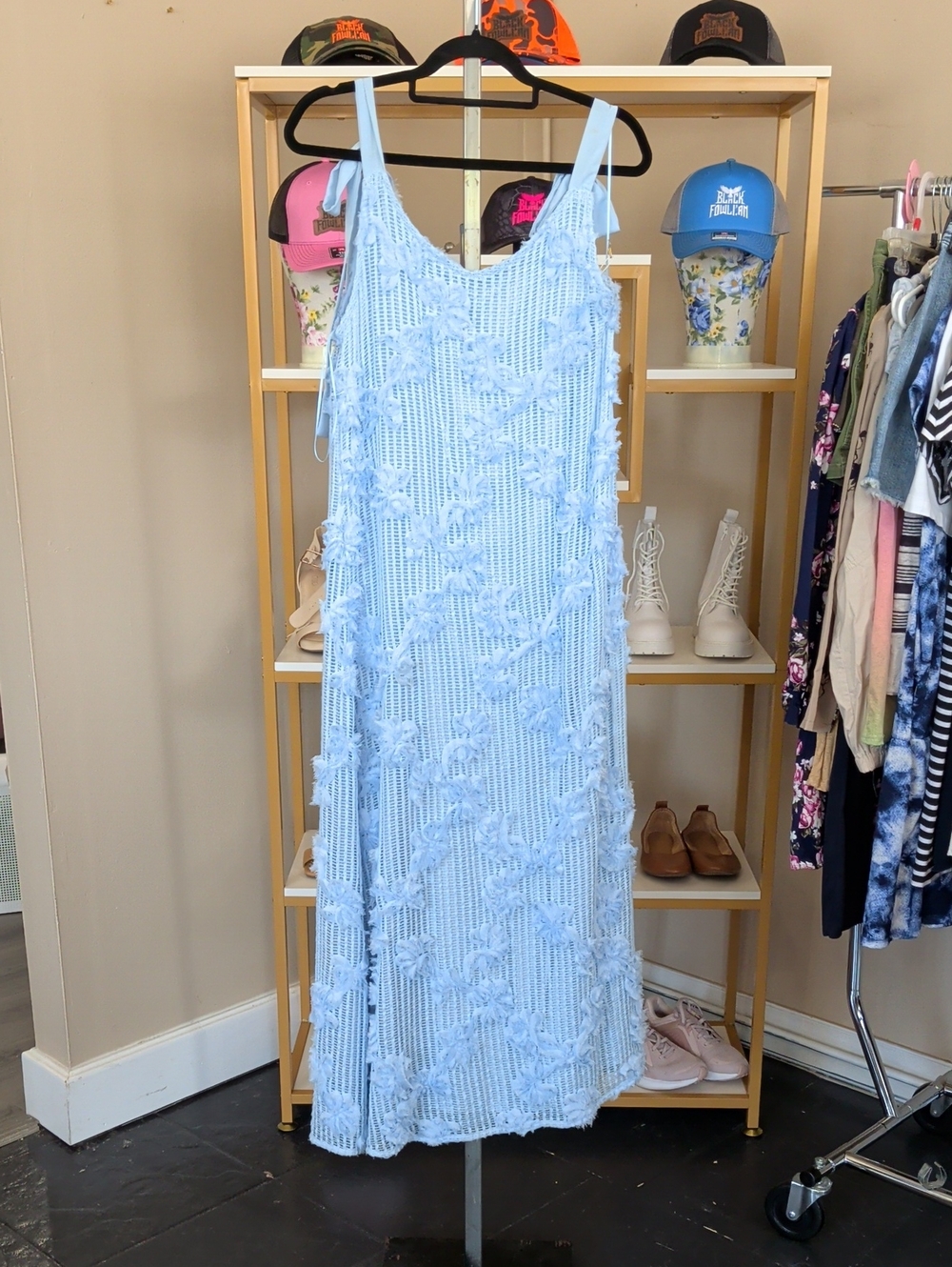 En Saison Powder Blue Floral Textured Maxi Dress - Picture 1 of 4